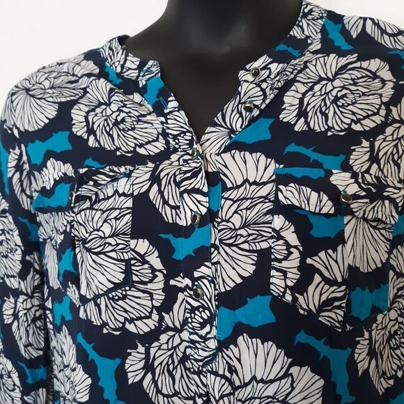 Stylus blue floral button down blouse - Picture 3 of 4